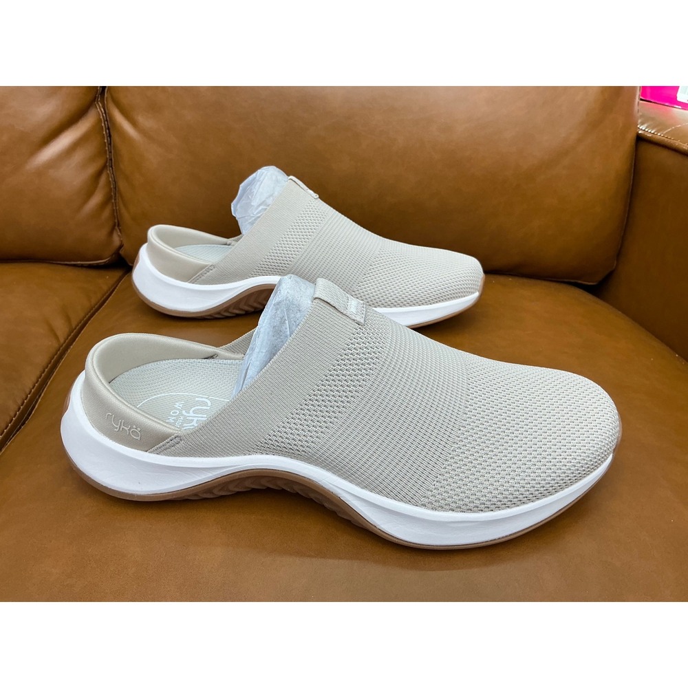 Ryka Encore Mules Women 10W Terra Taupe Washable Knit Slip On Sneaker